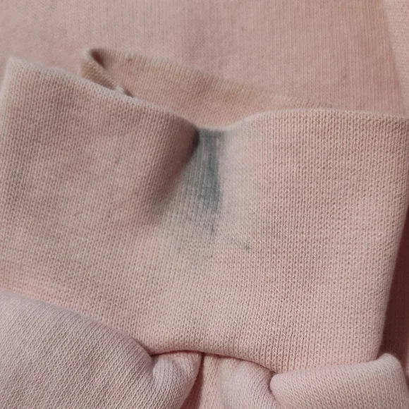 Paris France Pink Hoodie Medium 20" PTP Embroidery Front Comfy Vintage - Picture 9 of 13